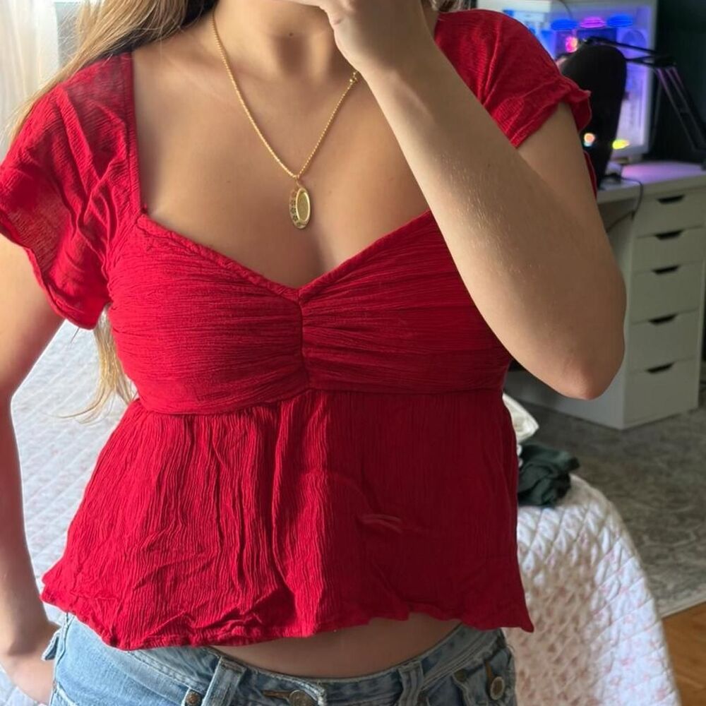 Hollister-co Women's Red Blouse